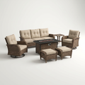Outdoor Patio Furniture Set Built for Year-Round Gathering, Fire Pit Table, Weather-Resistant Wicker, 4-Inch Cushions