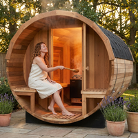 6-Person Patchworkred Cedar Traditional Steam Barrel Sauna — Lifestyle