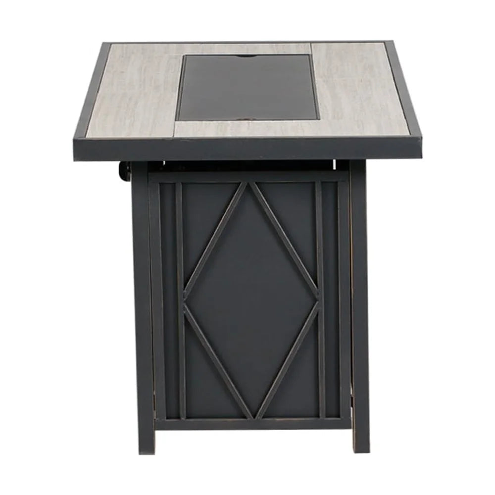 24" Rectangular Propane/Steel Metal Fire Table in Black