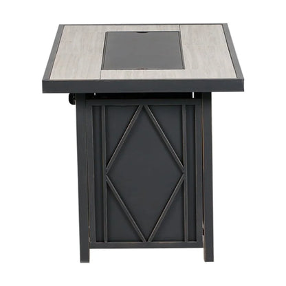 24" Rectangular Propane/Steel Metal Fire Table in Black