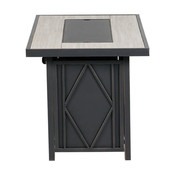 24" Rectangular Propane/Steel Metal Fire Table in Black