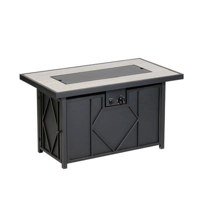24" Rectangular Propane/Steel Metal Fire Table in Black